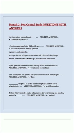 Branch 2 Pest Control Study QUESTIONS WITH ANSWERS3