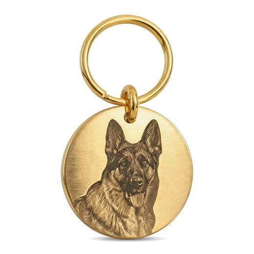 Custom Brass Pet Portrait ID Tag, Engraved Dog Cat Tag for Safety & Everyday Style - Etsy