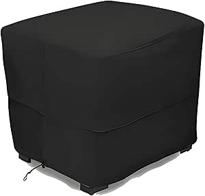 Eevelle Patio Rectangular Ottoman Cover with Marine Grade Fabric - Waterproof Outdoor Ottoman Cover - Furniture Set Covers for Ottoman - Easy to Install - (17" H x 32" L x 22" W, Black)
