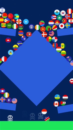 ONLY 1 Country Survives This Trap! 😱 #Shorts #Algodoo #MarbleRace
