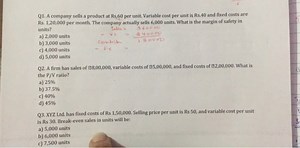 Q1. A company sells a product at Rs.60 per unit. Variable cost ... | Filo