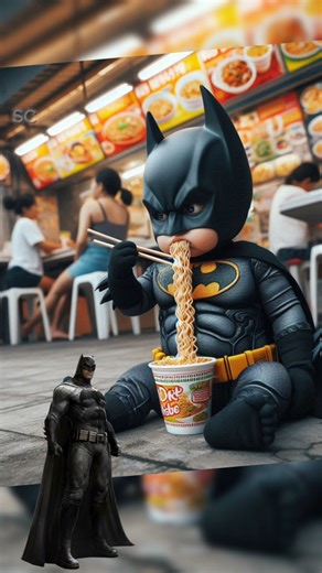 Little Superheroes Eating Instant Noodles - Marvel & DC Characters
