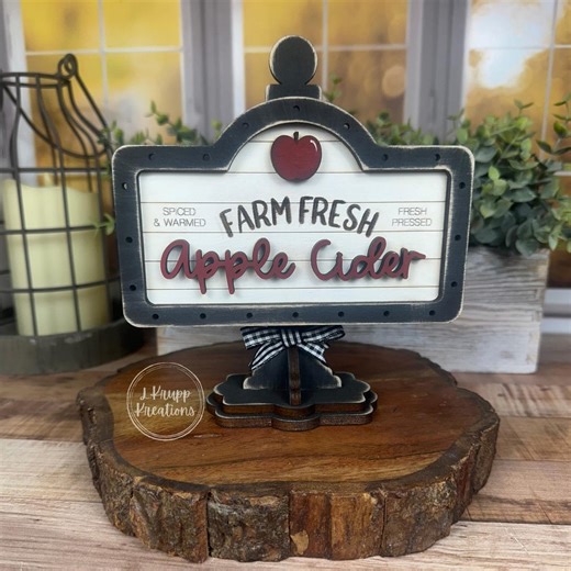 Rustic Apple Cider Mini Wood Sign Set: Farmhouse Fall Tiered Tray Decor - Etsy