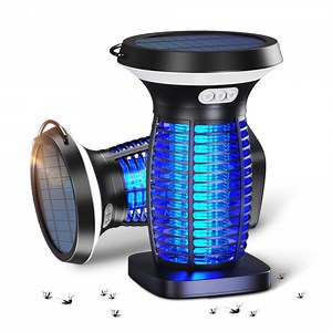 REPPISS Solar Bug Zapper, Mosquito Killer Lamp, Waterproof 4200V Electric Trap for Outdoor Patio and Camping