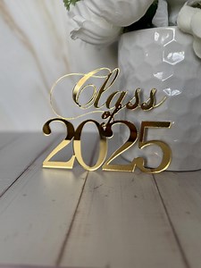 Class of 2025 Cake Topper: Mirror Gold Acrylic Graduation Decor - Etsy