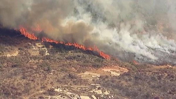 Fire crews stop forward progress of brush fire near Dehesa