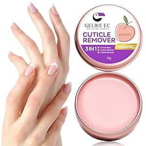 gelike ec Cuticle Cream for Dry Damaged Cuticles: Organic Moisturizer Nail Care Balm Cuticle Remover for Rough Hands Cracked Rigid Foot - Professional Nail Repair for Salon Home - Peach Scent