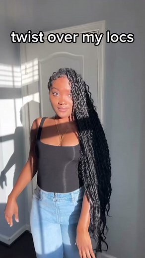 This is a really easy style to do over #locs. #locstyles #locjourney #starterlocs #diyhair #goddesstwists #blackgirlfollowtrain #braidertok #locretwist #lochairstyles