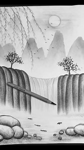 how to draw beautiful Mountain shower by pencil sketch #reelsfypシ #art #drawing #shorts | SSR Art's