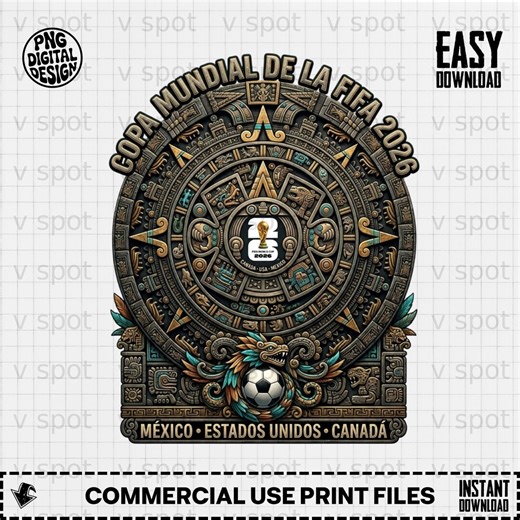 Aztec Calendar FIFA World Cup 2026 Digital Art | Mexico USA Canada Soccer Fan Design Download File