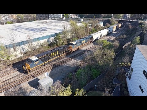 Morning NS Freights, Amtrak 19, a Chopper and the P&LE Returns Leading a CSX Freight