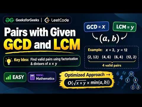 Pairs with Given GCD & LCM | GFG + LeetCode | Optimized Math Approach