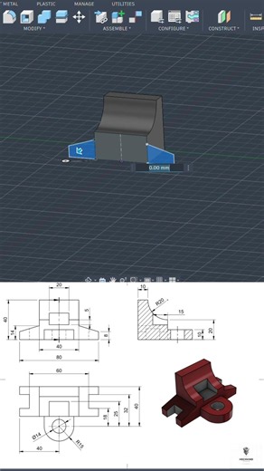 Mastering CAD: Quick Bracket Design Tutorial #3dmodeling #autodesk #cad #caddesign #techdesign