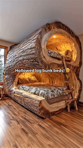 Inspiring Designs on Instagram: "These hollow log bunk beds look absolutely stunning! 👏👏 #interiordesign #woodworking #tiktokmademebuyit"