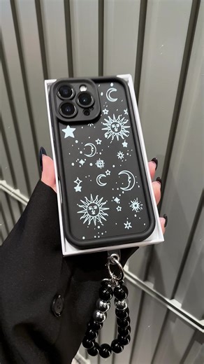 ✨Funda de Sol y Luna Pulsera de Perlas Negras para iPhone, Samsung, Huawei, Honor, OPPO y Xiaomi #FundaDeEncaje #FundaElegante #AccesoriosParaMujeres#TikTokMexico #FundaDeCelular
