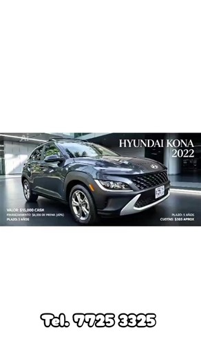 🔥 ¡HYUNDAI KONA 2022 DISPONIBLE! 🔥 🚘 ¡Llévate una SUV moderna, económica y con excelente equipamiento! ✨ Hyundai Kona 2022 ✅ Importada con todas las bolsas de aire originales ✅ Encendido de botón ✅ Llave de proximidad ✅ Tracción 2WD ✅ Solo 37,000 millas 💰 Precio especial: $15,500 🚨 ¡También disponible al crédito! ✔ Prima del 40% ✔ Cuotas aproximadas desde $399 al mes ✔ Financiamiento hasta por 5 años ✔ Disponible con Credit Car o EasyCar El Salvador 📲 ¡No espere más! Agende su demostración