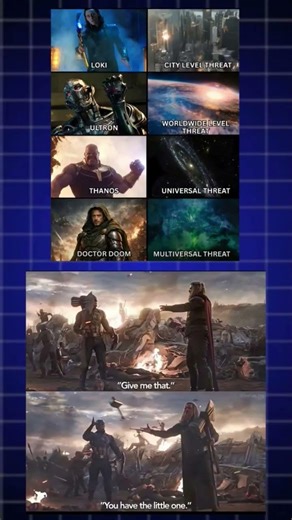 Loki (city) - Ultron (world) - Thanos (universe) → Doom (multiverse)...meanwhile Thor & Cap: #mcu
