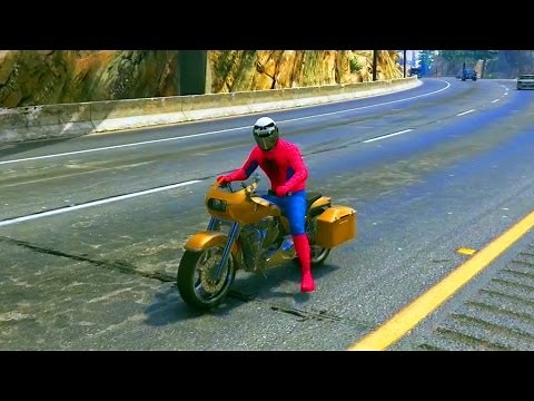 🛑 Superhero Spider Man Ride a Motorcycle 👍