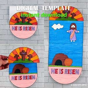 He is Risen Interactive Coloring Craft for Kids, Sunday School Craft, Bible Story Craft, Easter Story Craft, Holy Week, Scripture Activity - Etsy