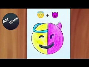 Emoji Angel plus Devil 😇 +😈 Drawing Easy Step By Step ||