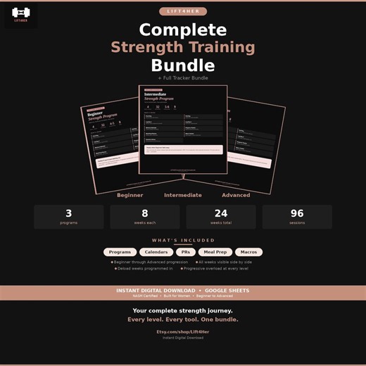 Women's Strength Training Program Bundle, Google Sheets Workout Plan (digital Download) - Etsy