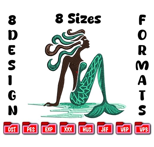 Mermaid Embroidery Design, Nautical Sea Goddess Machine Embroidery File - Etsy