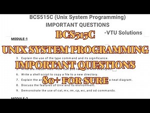 Unix System Programming, Super important questions, 22 scheam, 5th sem, CSE, BCS515C