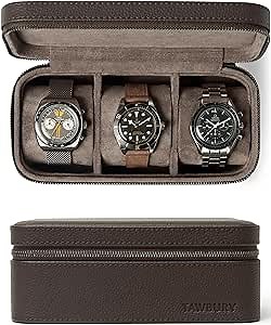 Genuine Leather 2 Watch Travel Case (Brown)