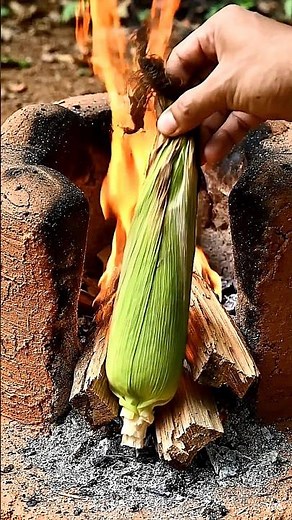 Roasting Fresh Corn on Traditional Clay Stove 🌽🔥 | Village Style Corn Roast #shorts