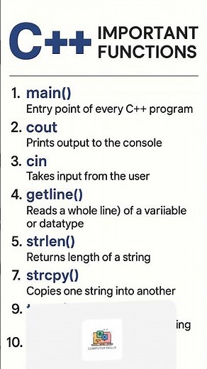 Top 10 Most Important C++ Functions for Beginners | C++ Programming Tutorial