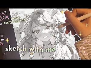 Sketch with me ☁✨ 1 hour cozy ipad asmr, real time process, draw with me, cute character design