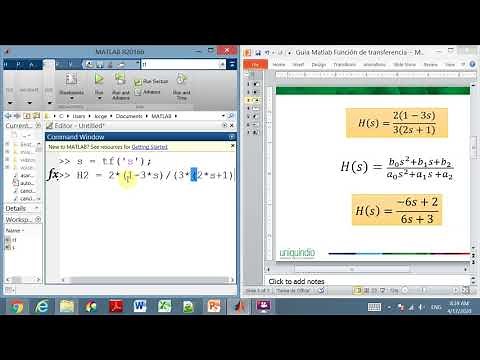 Guía de Cálculo la Función de Transferencia en Matlab