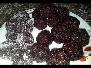 Black sticky rice//sticky rice with coconut/how to make black sticky rice ball
