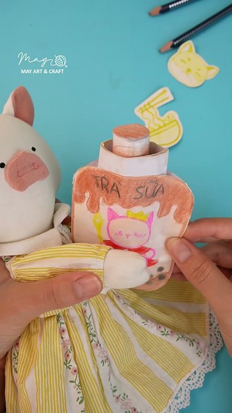 Lưu ý khi làm Squishy giấy đồ uống - DIY cùng Thú bông vải Tiệm tạp hoá nhà May