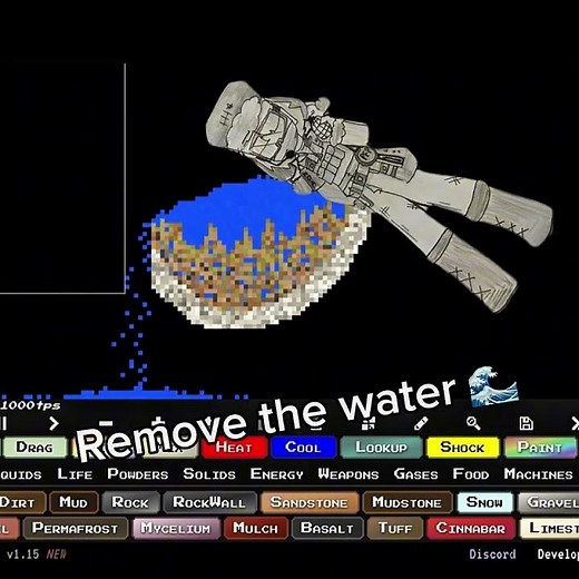 How to turn water into glass in Sandboxels!￼ 🌊