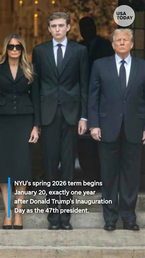 Barron Trump, son of Donald Trump, started his second year at New York University after beginning college at NYU's Stern School of Business in 2024. Tap the link in bio for more | The Palm Beach Post