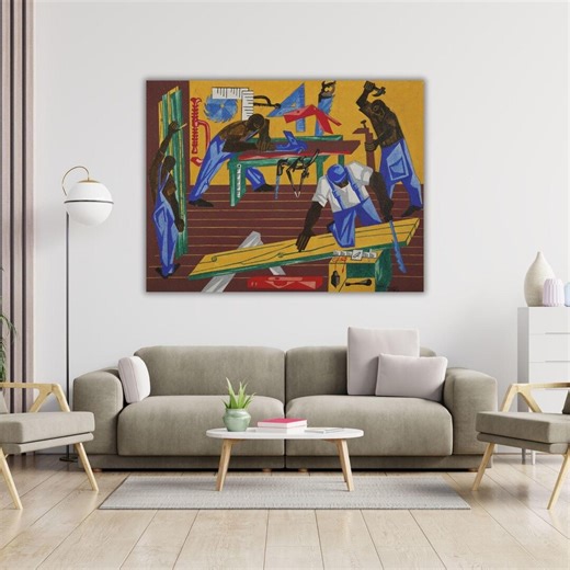 The Carpenters by Jacob Lawrence Canvas Ready to Hang Quality Print African American Labor Scene Print,harlem Renaissance Modernism Wall Art - Etsy