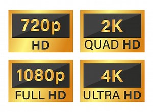 4k ultrahd 2k quadhd 1080p fullhd and 720p hd dimensions of video vector | Premium Vector