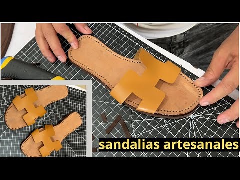 How to make leather sandals (Easy) hand-sewn.