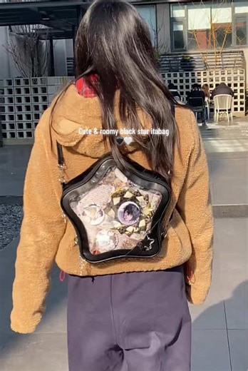 Cute and Roomy Black Star Itabag for Stylish Storage