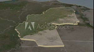 Ash Sharqīyah, governorate with its capital, zoomed and extruded on the satellite map of Egypt in the conformal Stereographic projection. Animation 3D