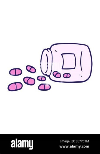 glitter effect animation of hand drawn doodle style cartoon jar of pills Stock Video Footage - Alamy