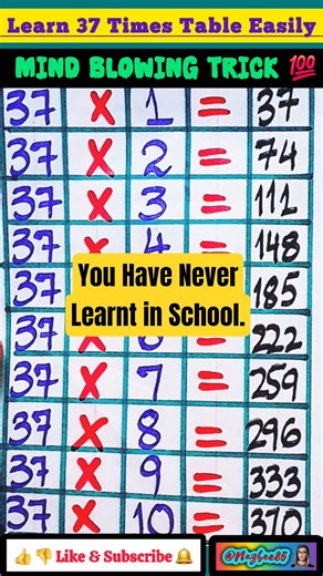 Learn 37 Table Easily #shorts #viralvideo #trending #maths #education #tricks #study #easy #ssc #yt