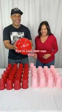 First to stack their cups wins! Husband vs wife