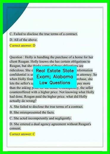 Real Estate State Exam; Alabama Law Questions video