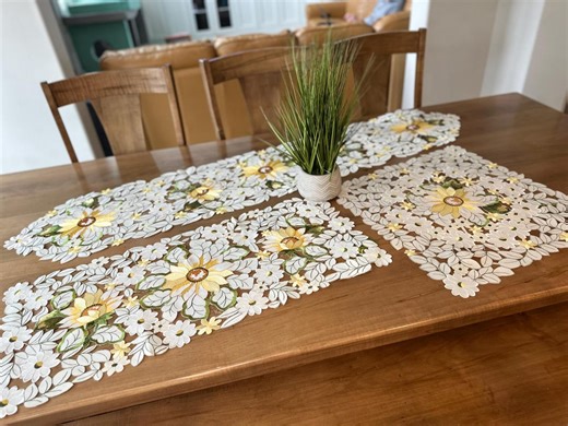 Sunflower & Daisy Table Linens – Embroidered Floral Runners and Toppers for Spring, Summer and Fall - Etsy UK