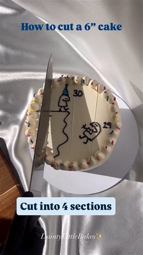 Slicing a six inch cake for perfectly even pieces 🍰 | MetDaan Cakes