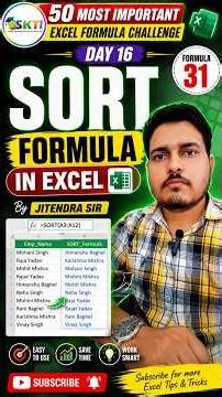 🔥SORT Formula in Excel | Excel SORT Function Explained | Day 16 Formula 31 | 💯😯
