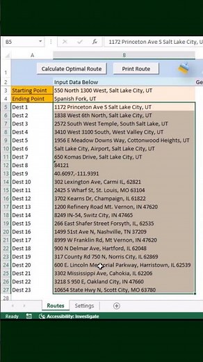 Delivery Route Planner using Google Maps API in Excel