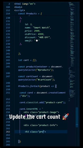 🔥 Build a Real Shopping Cart with JavaScript | Cart Array + DOM | JS Series #39 #jsdev #coding #js